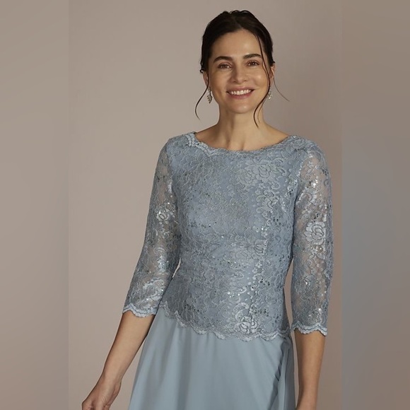 OLEG CASSINI

tea length lace and chiffon mock two-piece - Picture 3 of 17